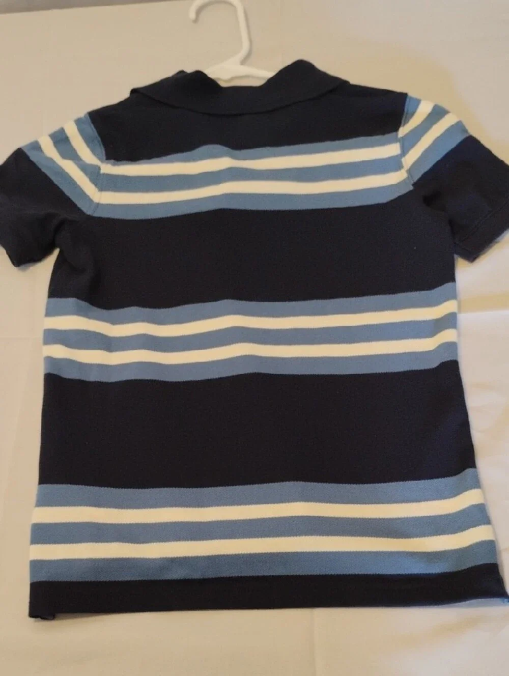 Gap Kids Boys Striped Polo Shirt Short Sleeve Navy Blue White Size S Small 6